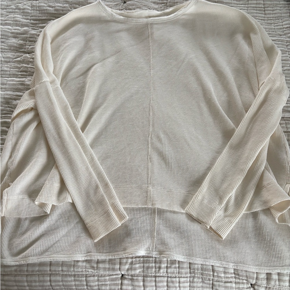 Anthropologie Cream Boxy Blouse with Relaxed Fit